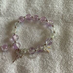 Chic Lavender Beaded Bracelet with Charms